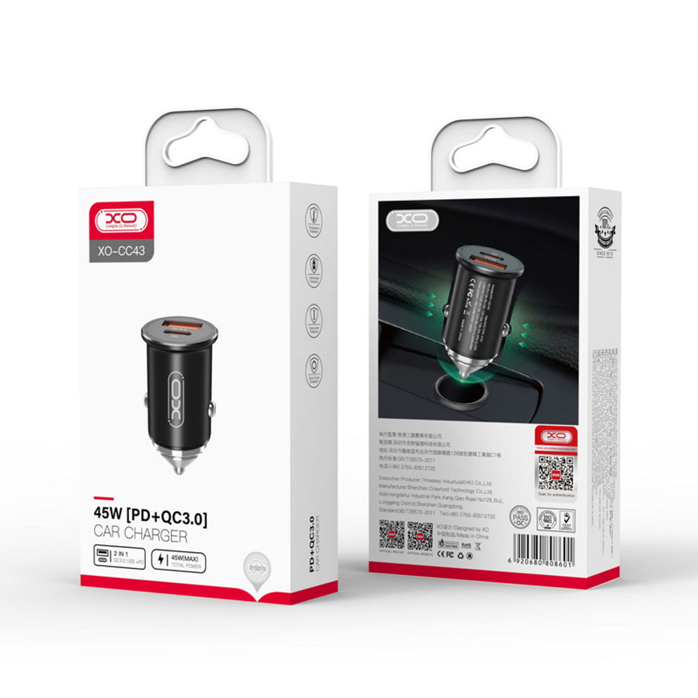 Car Charger TC USB 45W XO CC43